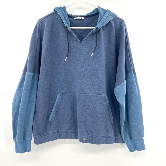 L.L. Bean Tops - L.L. Bean Signature Blue Oversized 100% Cotton Hooded Sweatshirt Women's Large